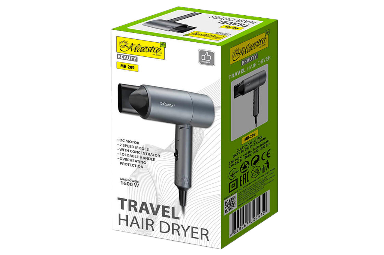 Фен дорожный Maestro - 1600Вт DC