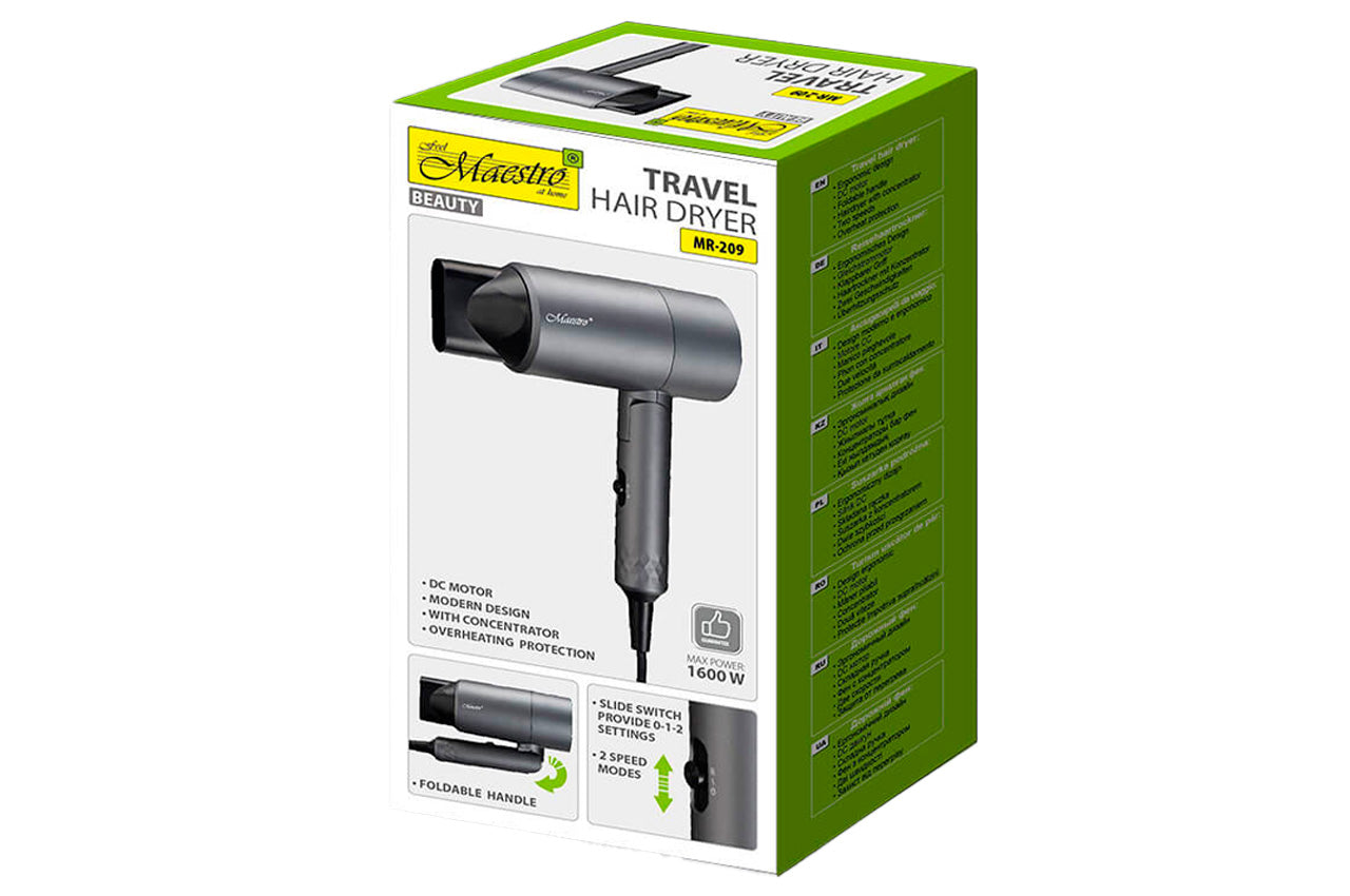 Фен дорожный Maestro - 1600Вт DC