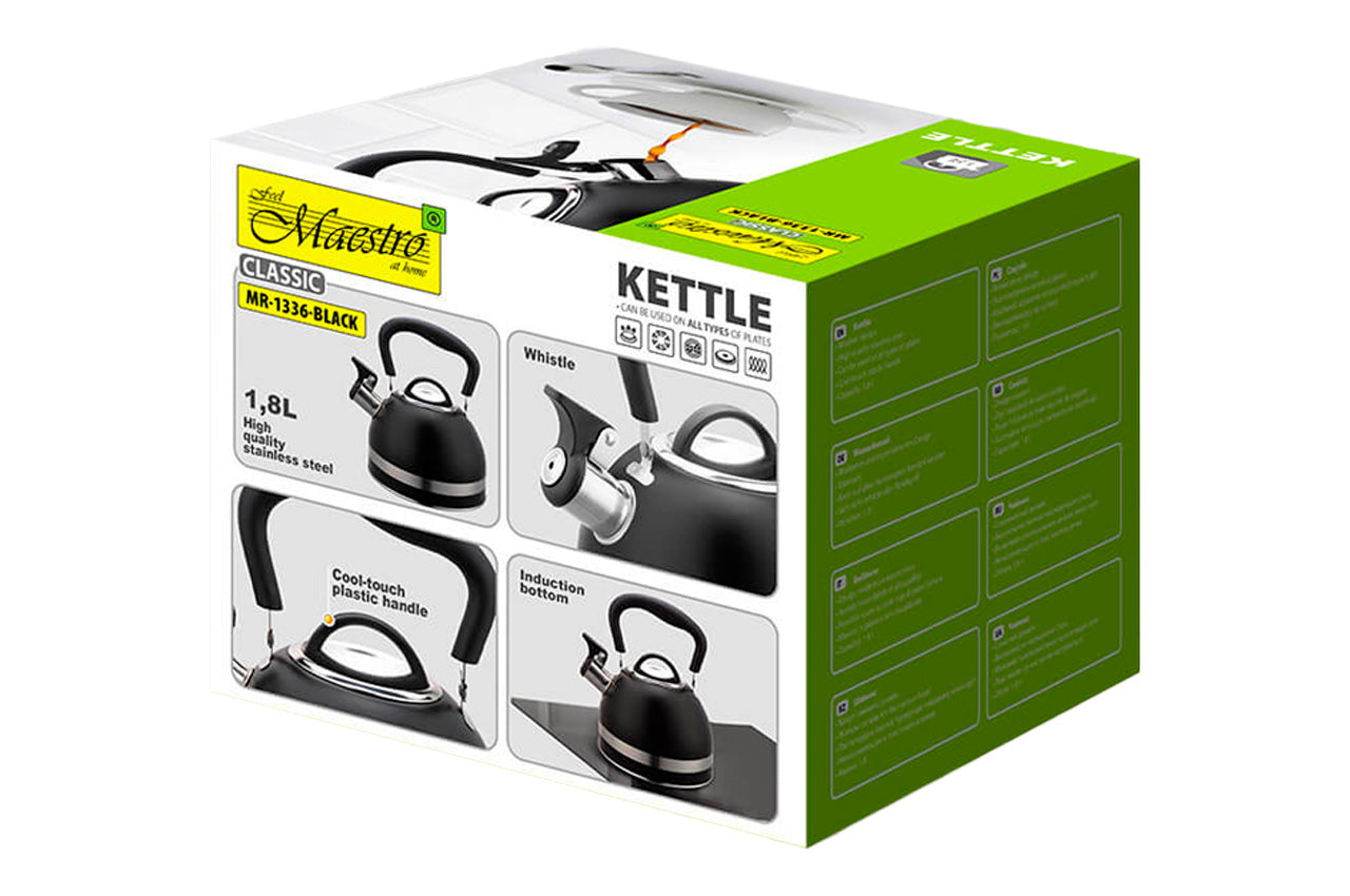 Чайник нержавеющий Maestro - 1,8л черный