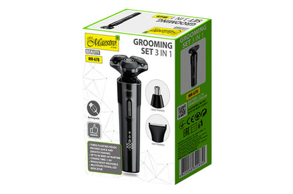 Бритва роторная Maestro - 800мАч x 3 головки x 3 насадки