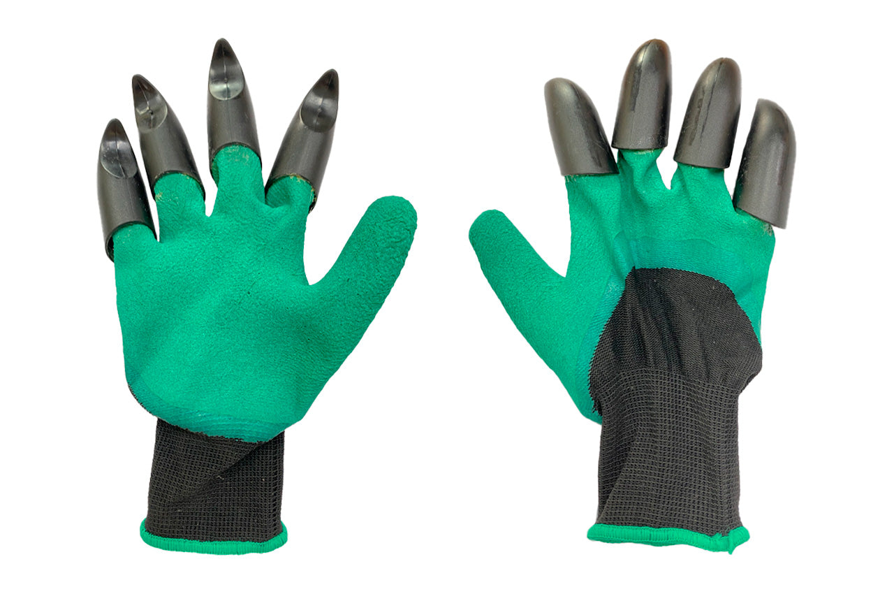 Перчатка латексная садовая Китай - с когтями 10" [черно-зеленая]