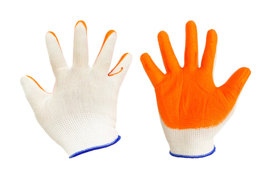 Перчатка стрейчевая - 9" [бело-оранжевая] 12шт
