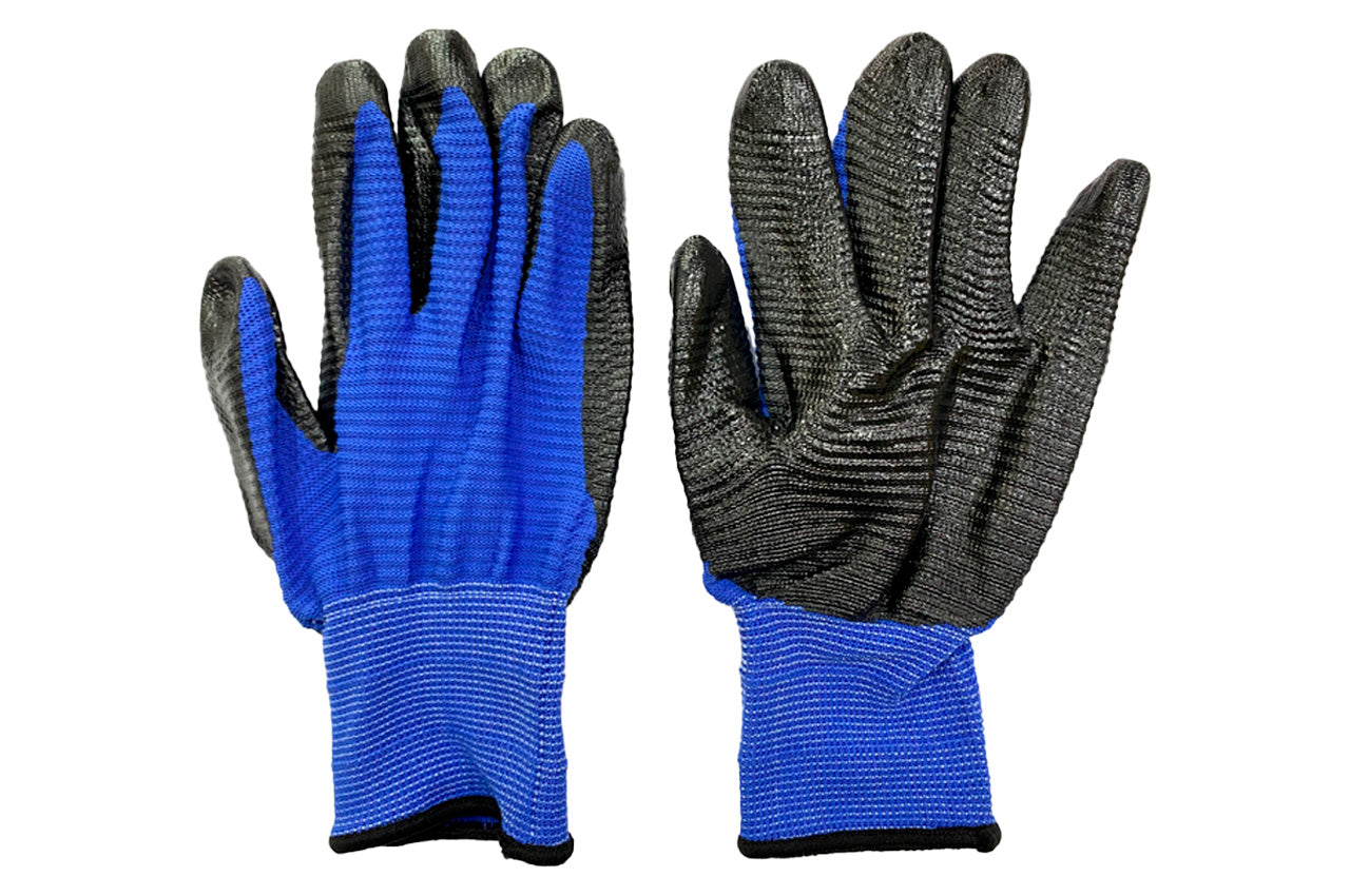 Перчатка стрейчевая Китай - ребристая двойная 10" [сине/оранжево-черная] 6шт
