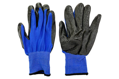 Перчатка стрейчевая Китай - ребристая двойная 10" [сине/оранжево-черная] 6шт