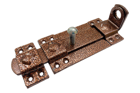 Засов дверной KS-UKR плоский "Декор" под замок 70х210 (Медный антик)