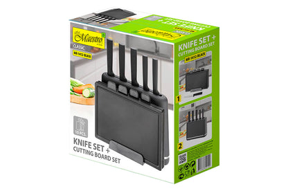 Набор ножей с досками Maestro - 5 ножей x 4 доски черный