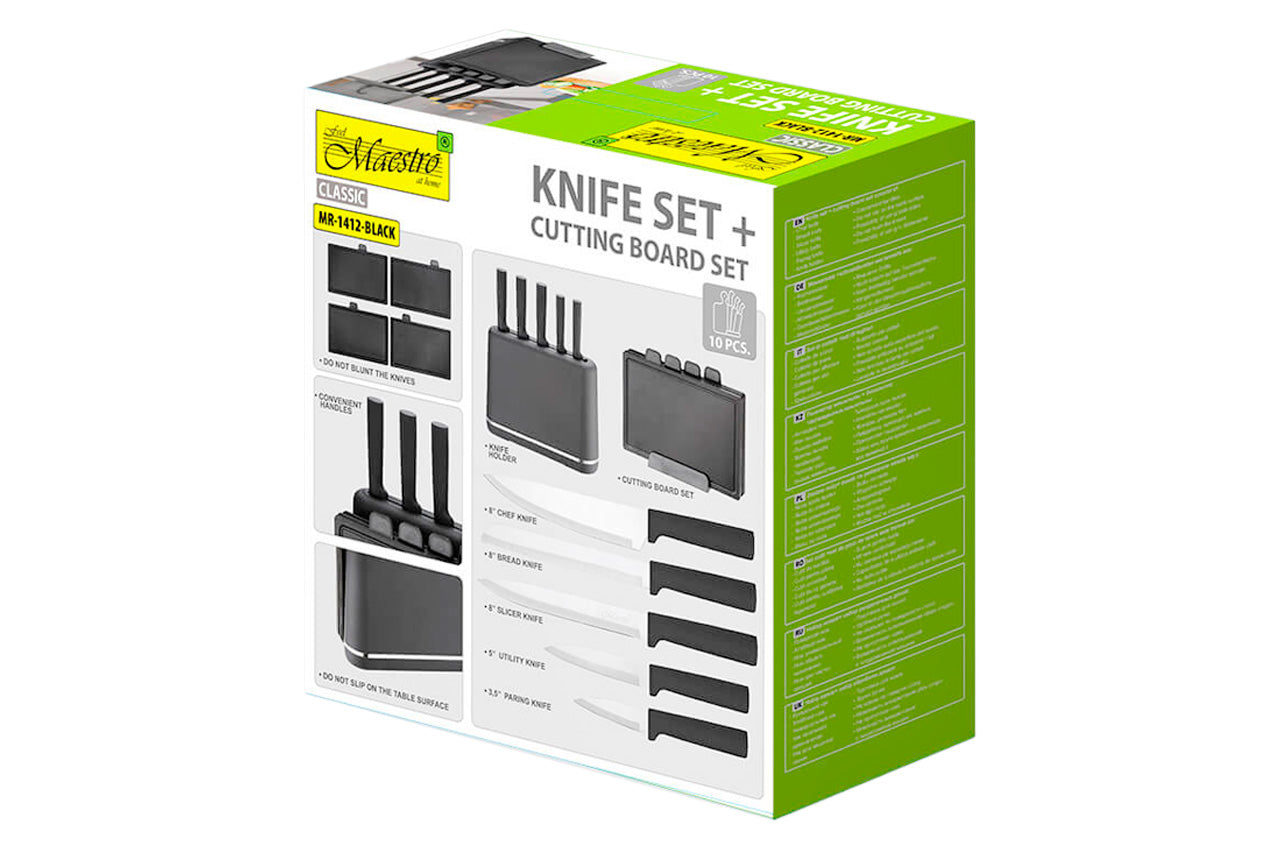 Набор ножей с досками Maestro - 5 ножей x 4 доски черный