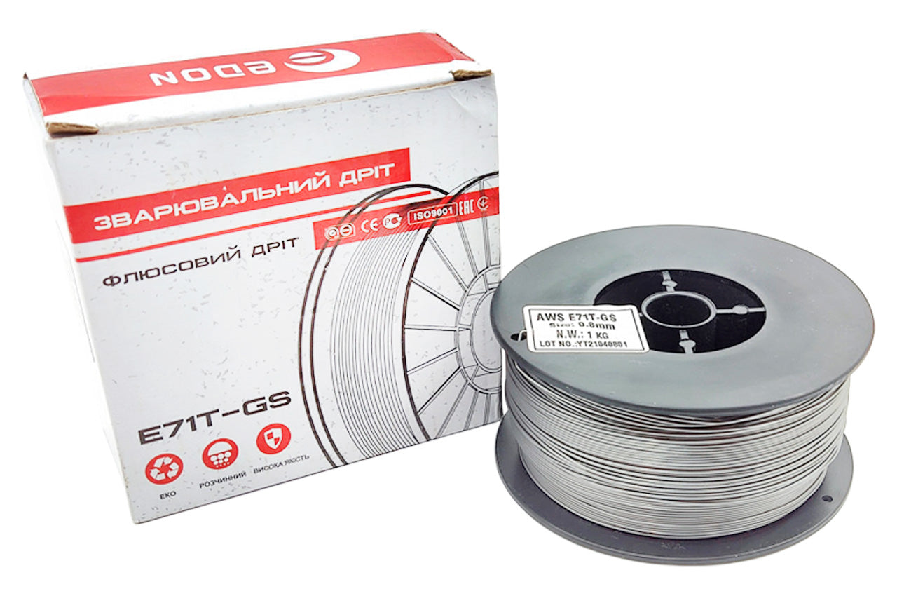 Проволка сварочная Edon - 0,8мм x 1кг c флюсом