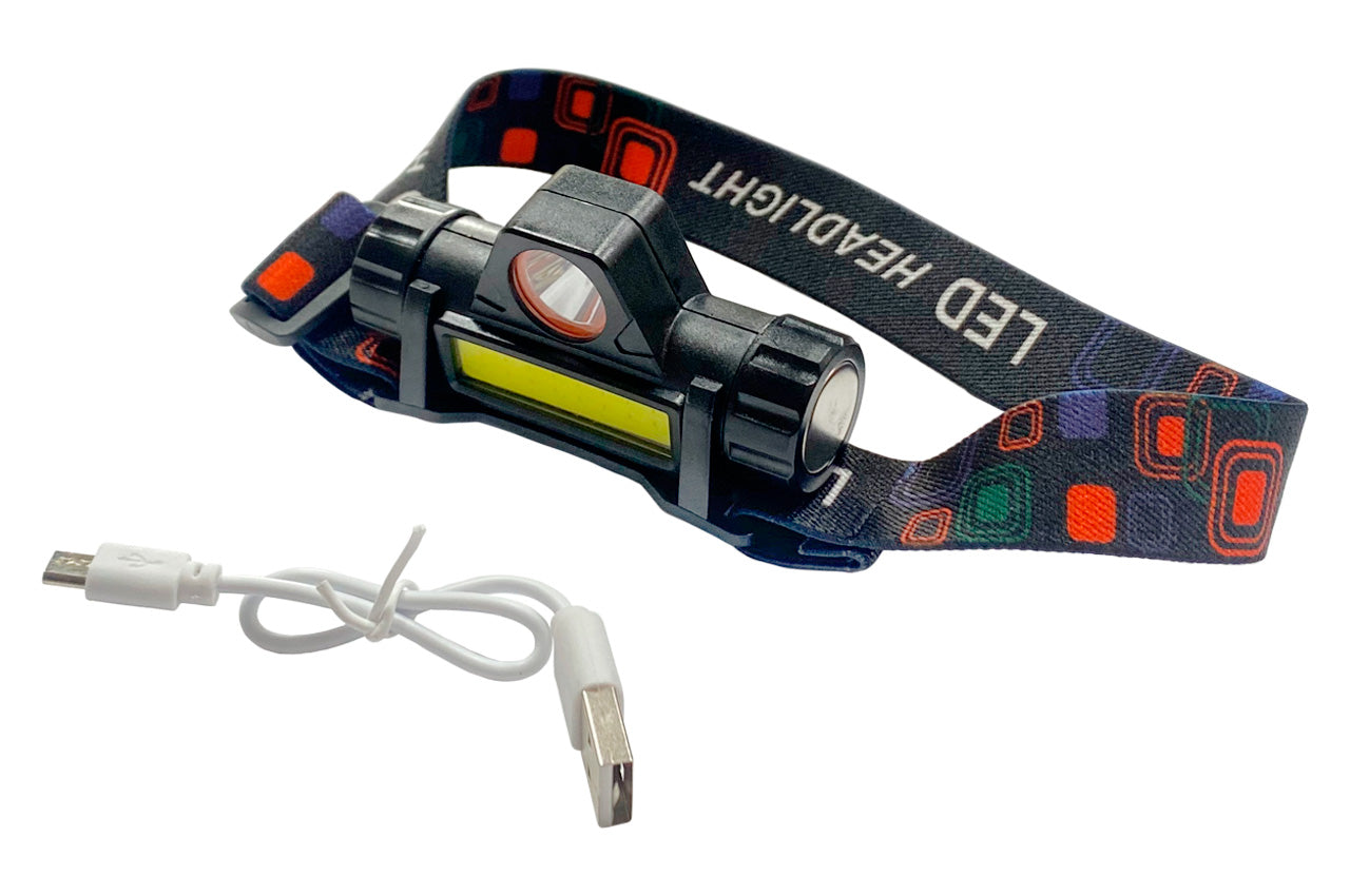 Фонарь налобный BL - 1LED x 1COB x Li-Ion