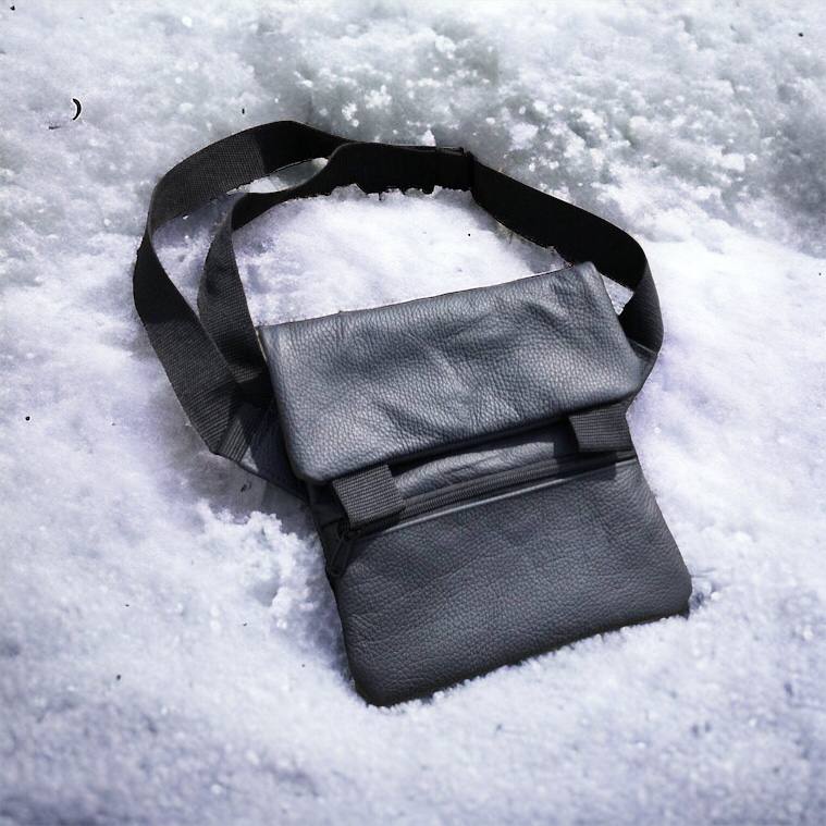 Тактична шкіряна сумка з кобурою, чоловічий месенджер, барсетка - чорний слінг, чоловіча сумка через плече