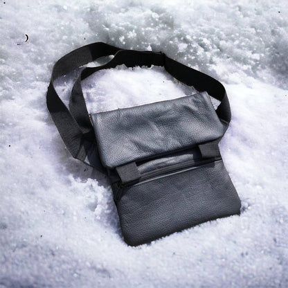 Тактична шкіряна сумка з кобурою, чоловічий месенджер, барсетка - чорний слінг, чоловіча сумка через плече