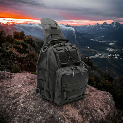 Качественная тактическая сумка, укрепленная мужская сумка рюкзак тактическая слинг. Цвет: черный