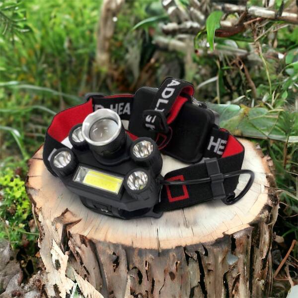 Фонарик налобный Bailong BL-T64-T6+4XPE, светодиодный фонарь на лоб, мощный налобный фонарь для рыбалки