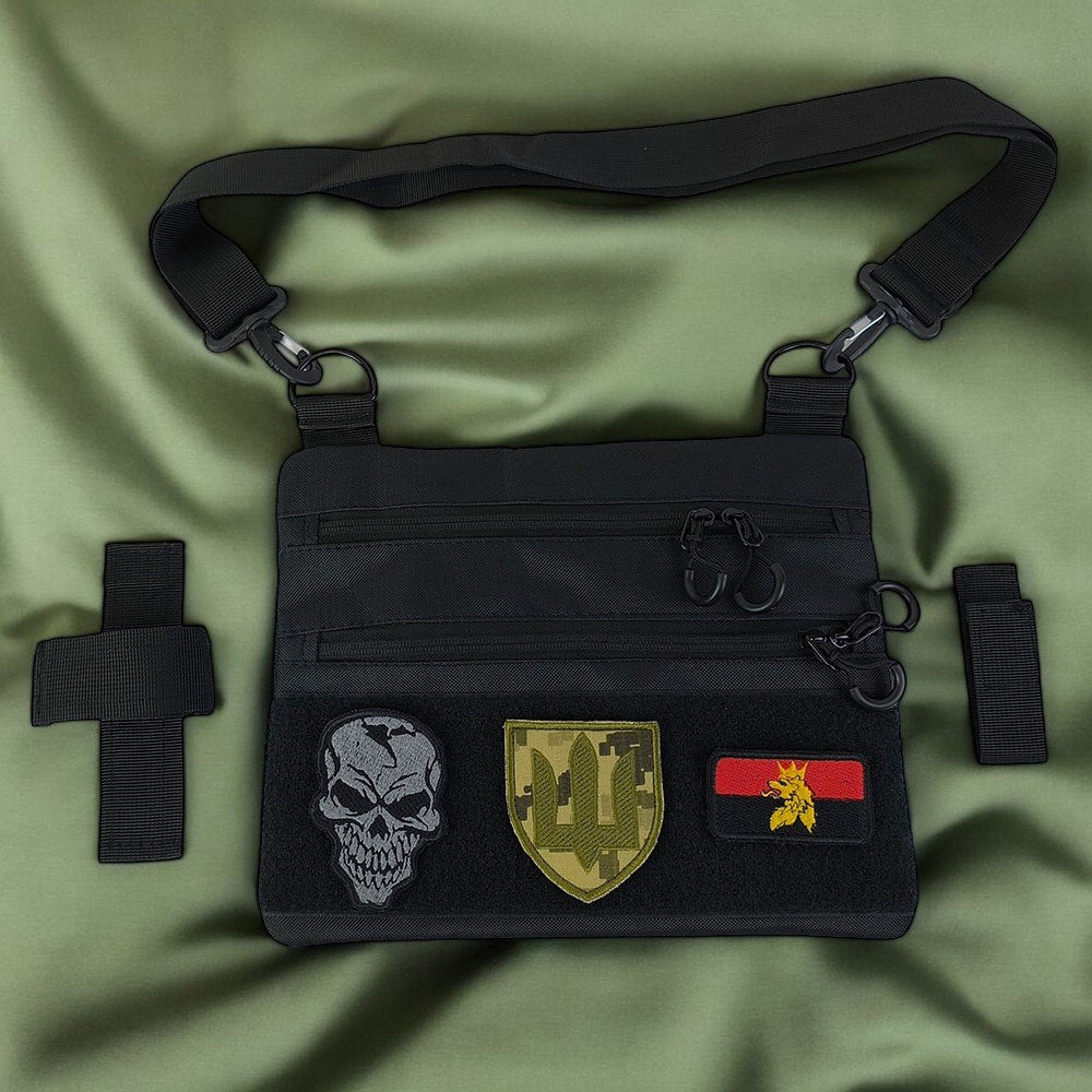 Сумка тактична чорна для прихованого носіння з кобурою, чоловічий месенджер із кордури