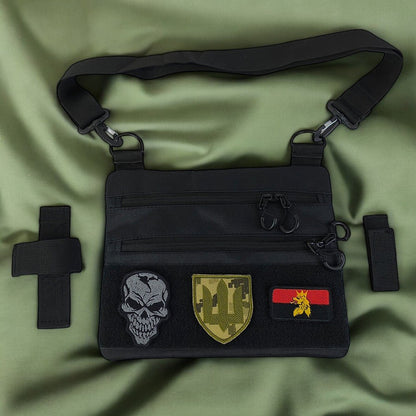 Сумка тактична чорна для прихованого носіння з кобурою, чоловічий месенджер із кордури