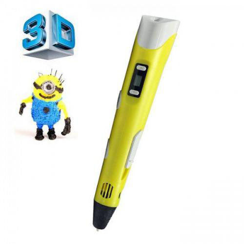 3D ручка Smart 3D Pen 2 c LCD дисплеем,  Детская электро ручка для фигурок из пластика. Цвет: желтый