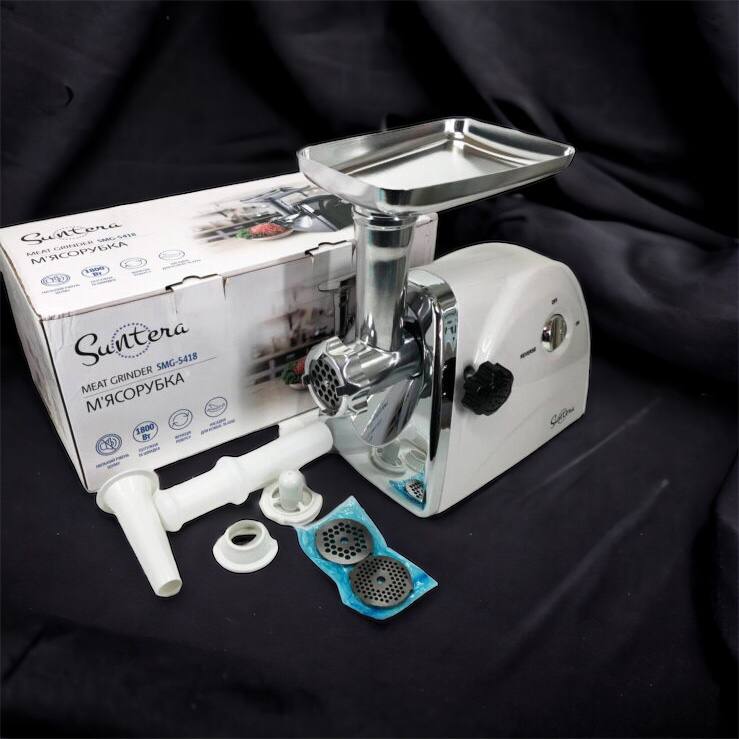 Мясорубка Suntera SMG-5418W, электромясорубка для дома, мясорубка с металлическим редуктором