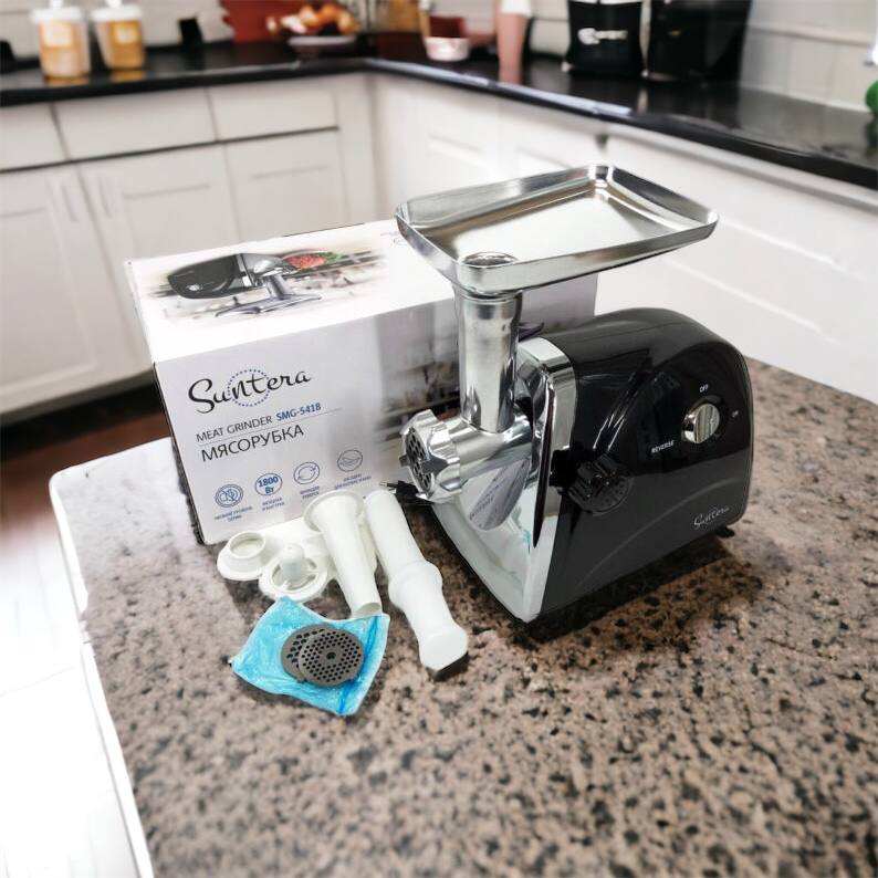 Мясорубка Suntera SMG-5418B 1800 Вт, электромясорубка для шинковки, мясорубка электрическая металл