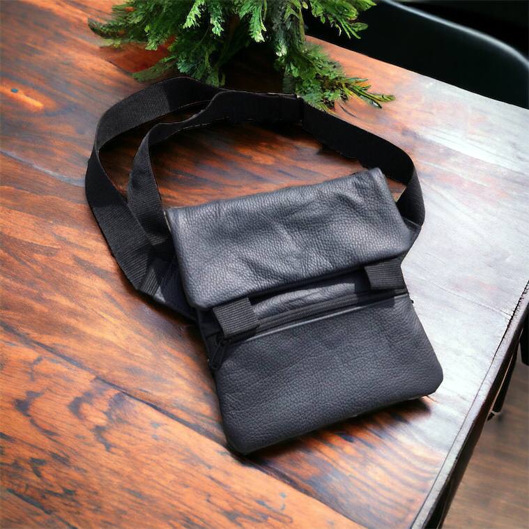 Тактична шкіряна сумка з кобурою, чоловічий месенджер, барсетка - чорний слінг, чоловіча сумка через плече