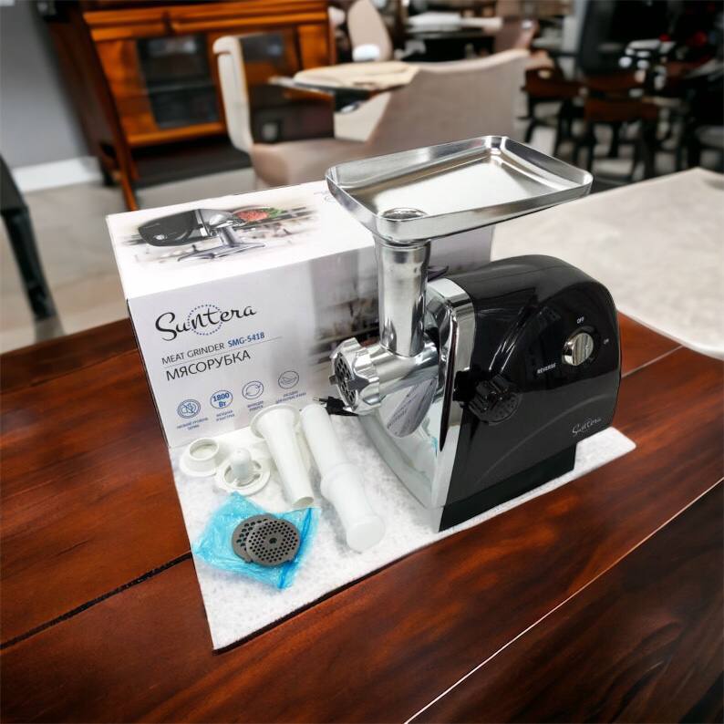 Мясорубка Suntera SMG-5418B 1800 Вт, электромясорубка для шинковки, мясорубка электрическая металл
