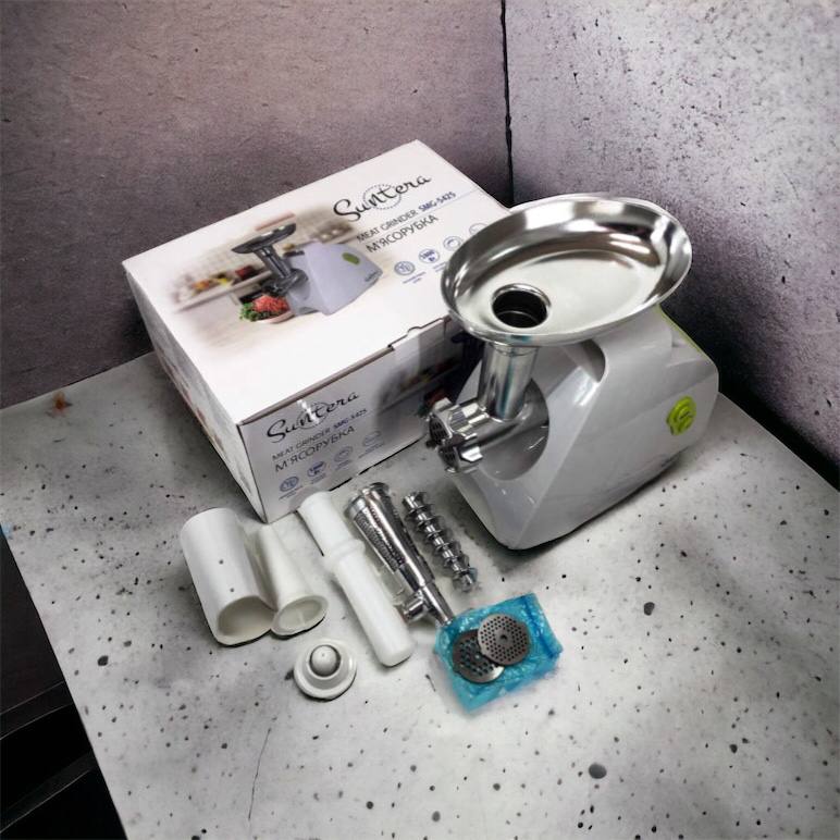 Мясорубка Suntera SMG-5425W, мясорубка-соковыжималка, электрическая мясорубка с насадками для дома