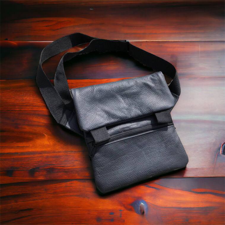 Тактична шкіряна сумка з кобурою, чоловічий месенджер, барсетка - чорний слінг, чоловіча сумка через плече