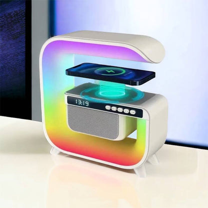 Ночник аккумуляторный RGB G3 с беспроводной зарядкой 15W и Bluetooth колонкой 3W Настольная смарт лампа