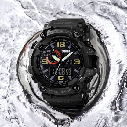 Часы наручные мужские SKMEI 1520BK BLACK, армейские часы противоударные. Цвет: черный