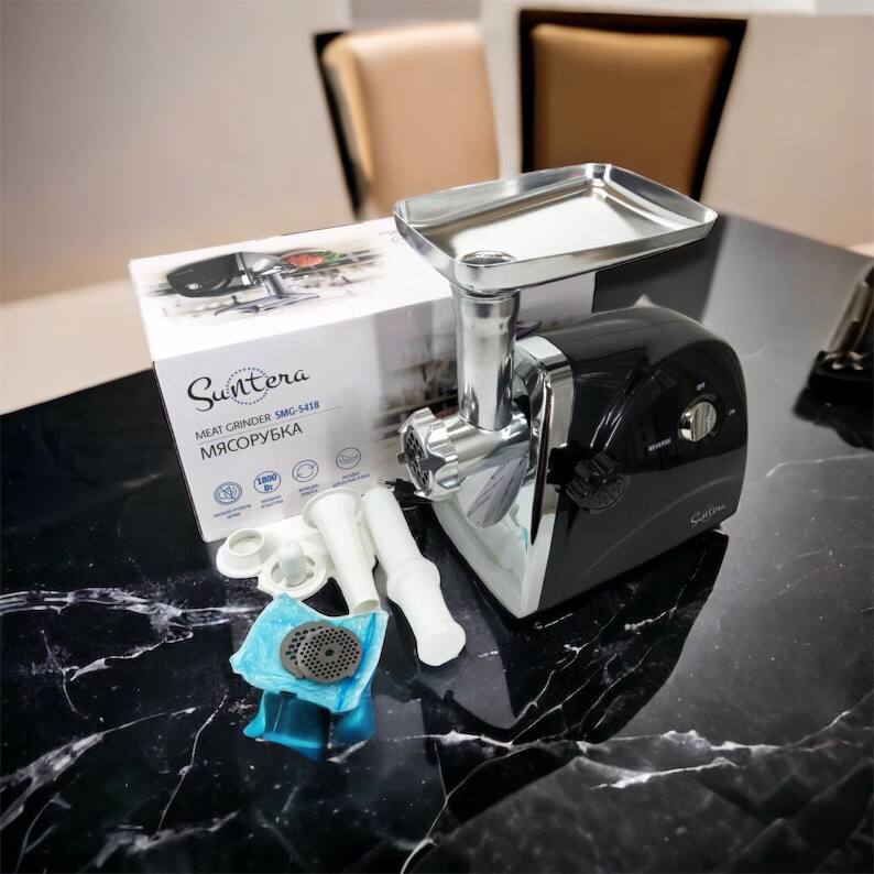 Мясорубка Suntera SMG-5418B 1800 Вт, электромясорубка для шинковки, мясорубка электрическая металл