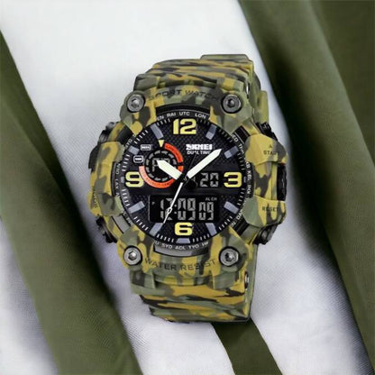 Часы наручные мужские SKMEI 1520CMGN CAMO GREEN, часы военные мужские, для военнослужащих. Цвет: камуфляж