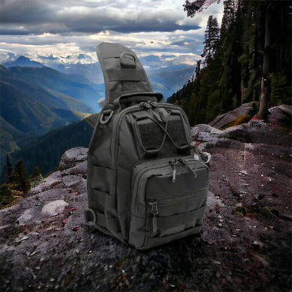 Качественная тактическая сумка, укрепленная мужская сумка рюкзак тактическая слинг. Цвет: черный