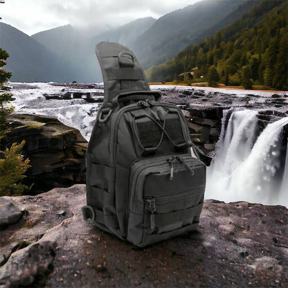 Качественная тактическая сумка, укрепленная мужская сумка рюкзак тактическая слинг. Цвет: черный