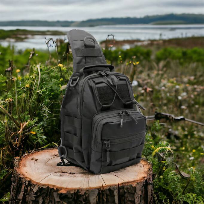 Качественная тактическая сумка, укрепленная мужская сумка рюкзак тактическая слинг. Цвет: черный