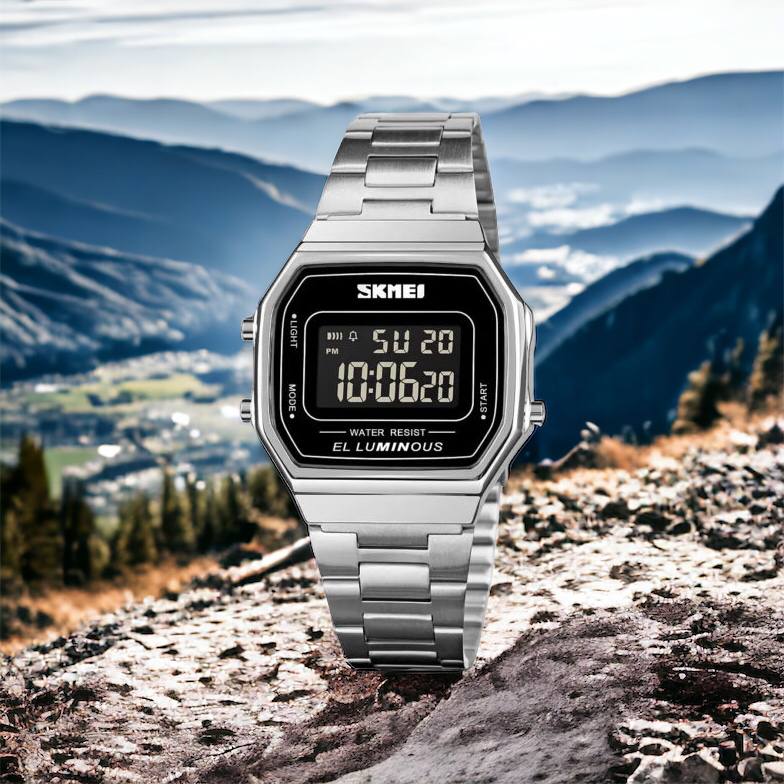 Часы наручные мужские SKMEI 1647SI, армейские часы противоударные, модные мужские часы