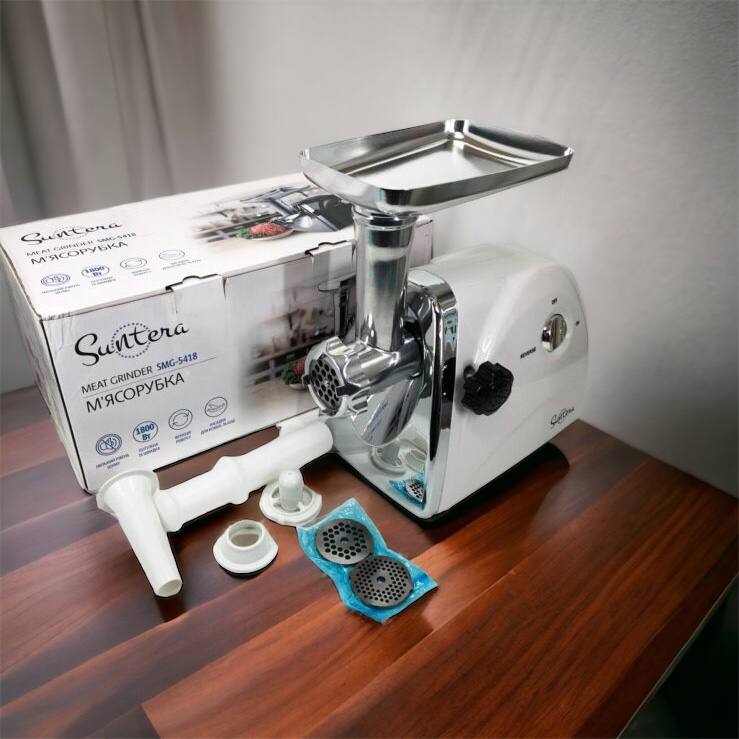 Мясорубка Suntera SMG-5418W, электромясорубка для дома, мясорубка с металлическим редуктором