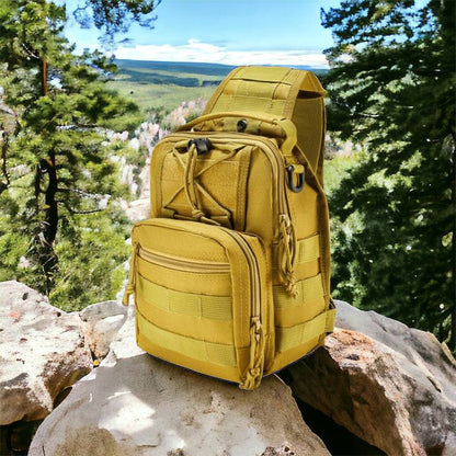 Качественная тактическая сумка, укрепленная мужская сумка рюкзак тактическая слинг. Цвет: койот