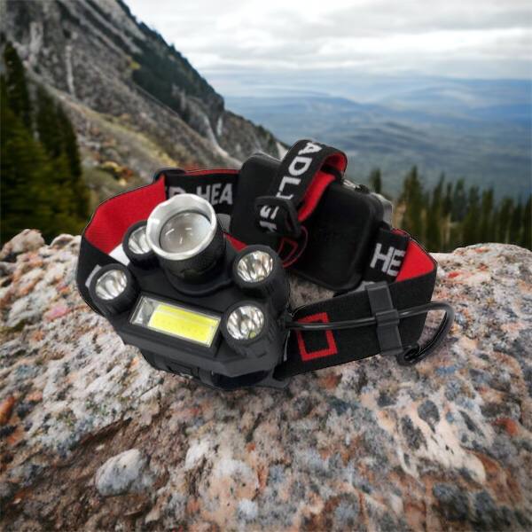 Фонарик налобный Bailong BL-T64-T6+4XPE, светодиодный фонарь на лоб, мощный налобный фонарь для рыбалки