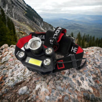 Фонарик налобный Bailong BL-T64-T6+4XPE, светодиодный фонарь на лоб, мощный налобный фонарь для рыбалки