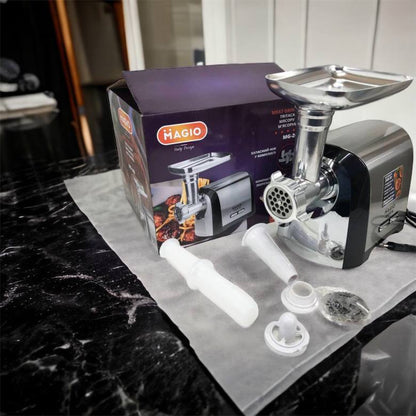 Мясорубка Magio MG-269, 2400 W, мясорубка электрическая металл, мясорубка с металлическим редуктором