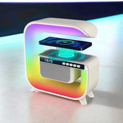 Ночник аккумуляторный RGB G3 с беспроводной зарядкой 15W и Bluetooth колонкой 3W Настольная смарт лампа