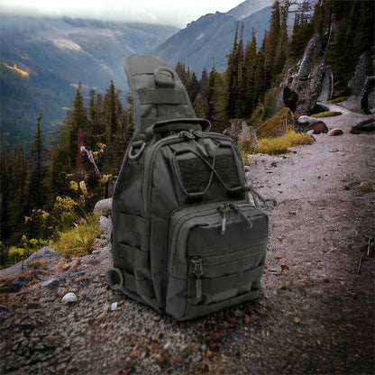 Качественная тактическая сумка, укрепленная мужская сумка рюкзак тактическая слинг. Цвет: черный