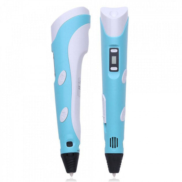 3D ручка Smart 3D Pen 2 c LCD дисплеем, Интересная ручка 3д для детей, Оригинальная. Цвет: голубой