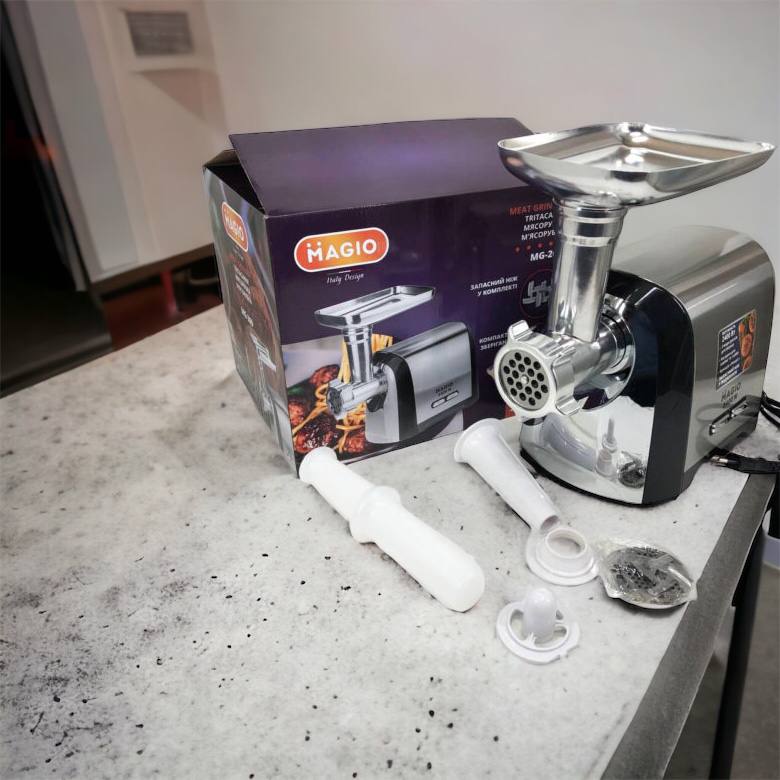 Мясорубка Magio MG-269, 2400 W, мясорубка электрическая металл, мясорубка с металлическим редуктором
