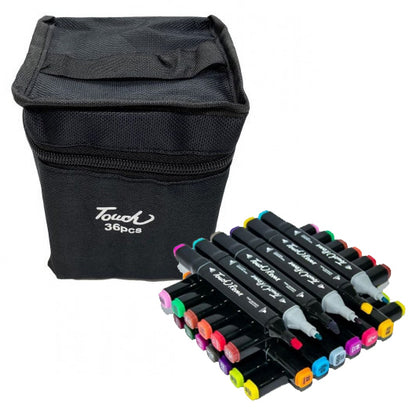 Набор фломастеров для скетчинга 36 шт, Двусторонние маркеры touch, Touch маркеры, набор маркеров