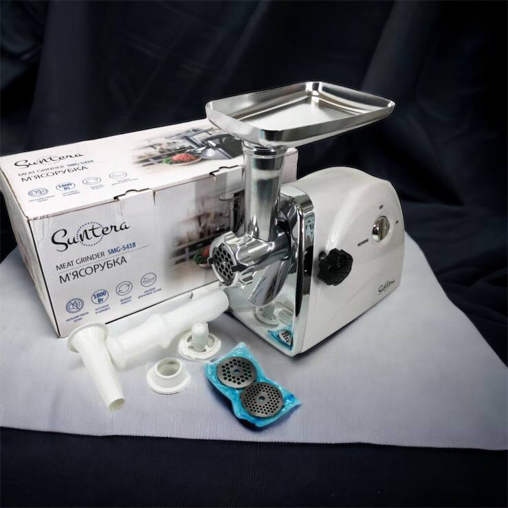 Мясорубка Suntera SMG-5418W, электромясорубка для дома, мясорубка с металлическим редуктором