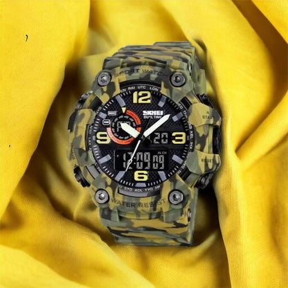 Часы наручные мужские SKMEI 1520CMGN CAMO GREEN, часы военные мужские, для военнослужащих. Цвет: камуфляж