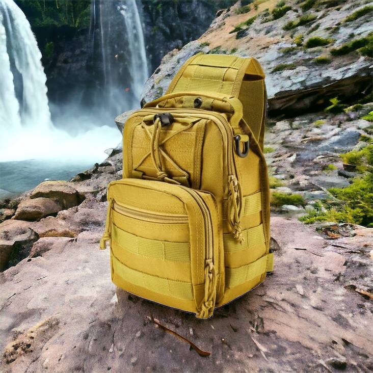 Качественная тактическая сумка, укрепленная мужская сумка рюкзак тактическая слинг. Цвет: койот