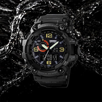 Часы наручные мужские SKMEI 1520BK BLACK, армейские часы противоударные. Цвет: черный