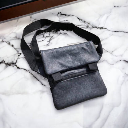 Тактична шкіряна сумка з кобурою, чоловічий месенджер, барсетка - чорний слінг, чоловіча сумка через плече