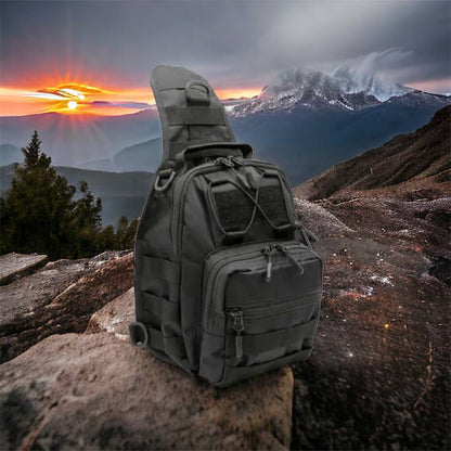 Качественная тактическая сумка, укрепленная мужская сумка рюкзак тактическая слинг. Цвет: черный